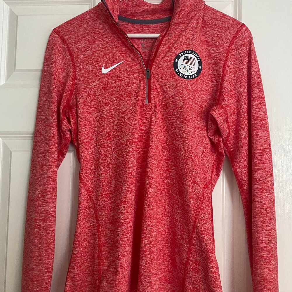 Nike Dry-Fit Team USA Olympic Team Heathered Red Quarter Zip Pullover